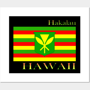 Hakalau Hawaii Islands Hawaiian Flag Beach Posters and Art